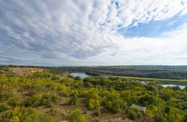 Fototapeta na wymiar Autumn landscape of the Dniester river