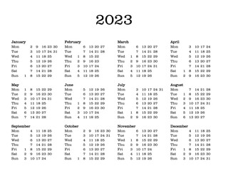 Year 2023 calendar
