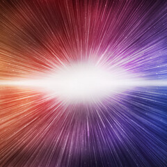 Big bang effect on bright red and blue galaxy sky, square background