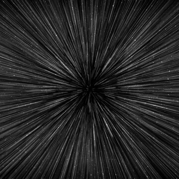 Hyperspace Speed Effect In Night Starry Sky. Bright Black Galaxy, Square Background