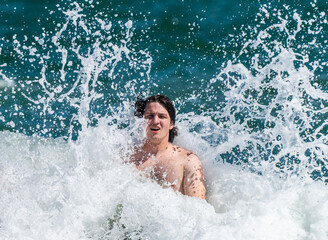 Playing in the ocean 