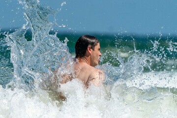 Playing in the ocean 