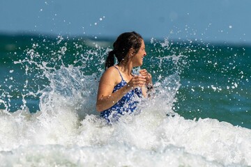 Playing in the ocean 