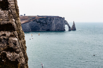 Fototapeta premium Rocky cliffs at Coastline north of to the bay of Étretat, Normandie, France