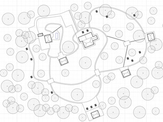 Park garden or urban plan. Landscape concept. Architectural top view illustration with trees. Landscape design park scheme