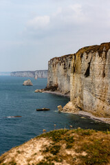 Rocky cliffs at Coastline north of to the bay of Étretat, Normandie, France