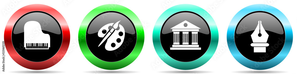 Aufkleber arts vector icons, set of colorful education web buttons