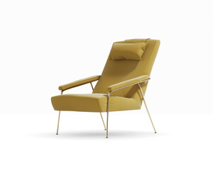 3d rendering of an Isolated mustard yellow soft modern lounge armchair
