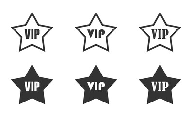 Vip icon. Star icon with lettering. Vector illustration.