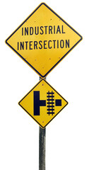 Industrial Intersection road sign. Isolated.