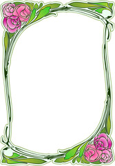 art nouveau style border with peony flowers