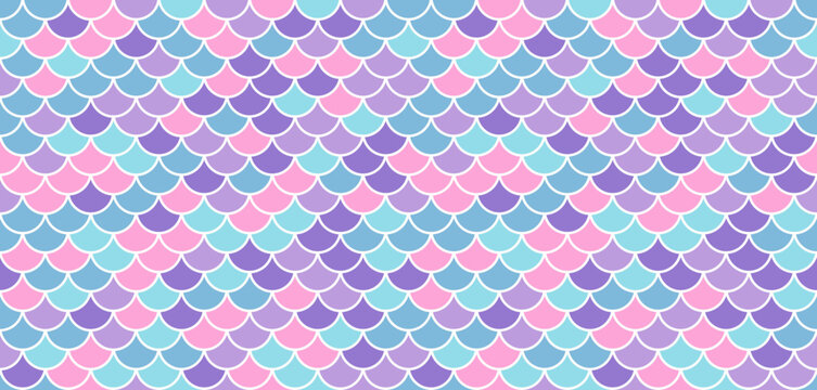 Mermaid scale background. Hologram unicorn iridescent pattern. Fish tail wallpaper. Vector neon print.