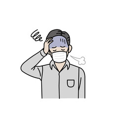 風邪をひく中年の男性　発熱　コロナ　症状　イラスト