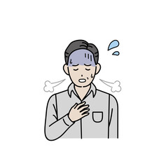 息が苦しい中年の男性　呼吸がつらい　肺気胸　喘息　呼吸困難　症状　イラスト