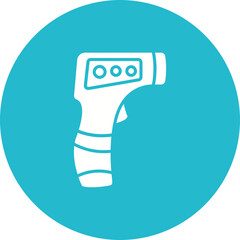 Thermometer Gun Multicolor Circle Glyph Inverted Icon