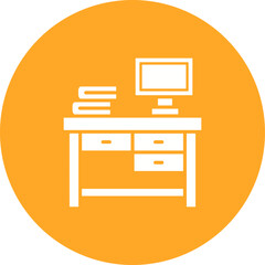 Desk Multicolor Circle Glyph Inverted Icon