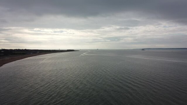 Aerial video of Stokes Bay in Gosport, Hampshire, UK
