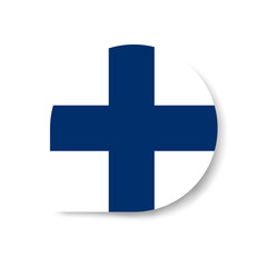 Finland drop flag icon with shadow on white background.