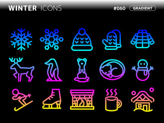 冬に関連するグラデーションスタイルのアイコンセット_060