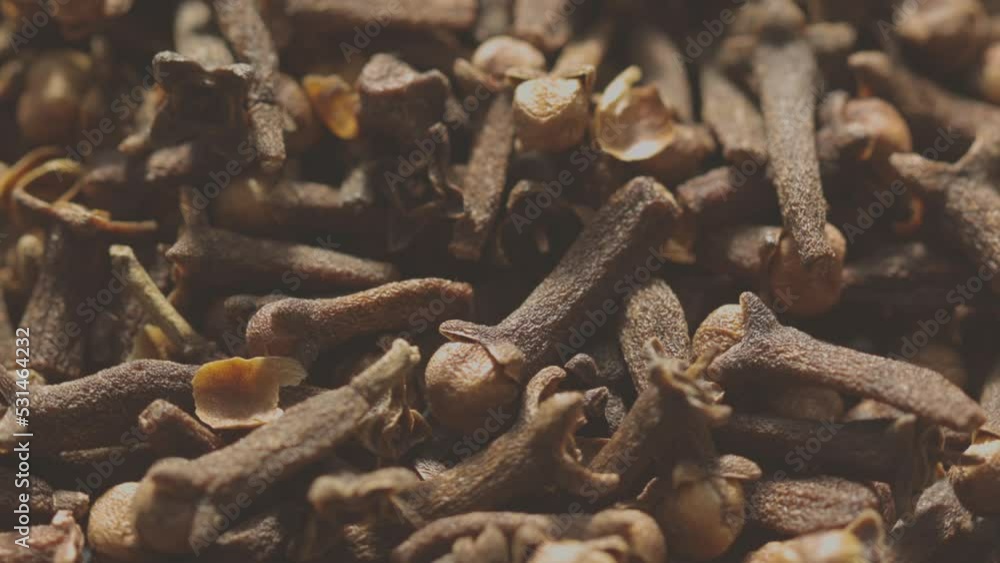 Poster dried cloves rotate in a circle. fragrant seasoning