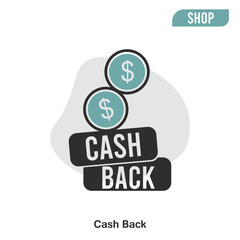 Cash back icon and illustration.  Suitable for online shop, apps, website and e-commerce.