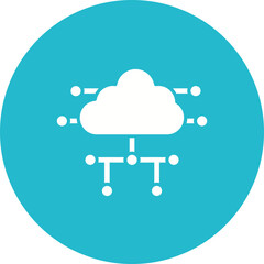 Cloud Computing Multicolor Circle Glyph Inverted Icon