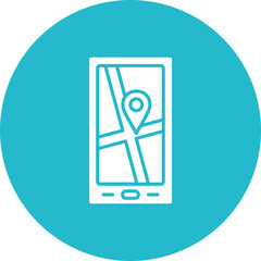 Mobile Map Multicolor Circle Glyph Inverted Icon