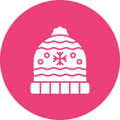 Knit Hat Multicolor Circle Glyph Inverted Icon