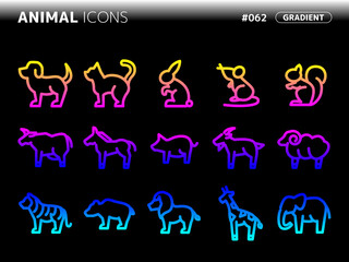 動物に関連するグラデーションスタイルのアイコンセット_062