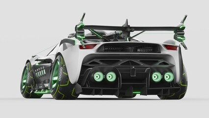 Naklejka premium 3D rendering of a brand-less generic concept car 
