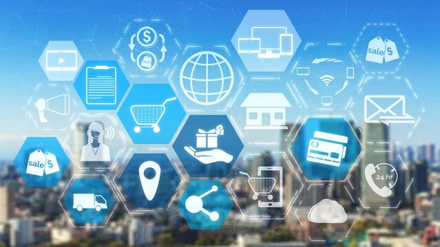 Omni channel technology of online retail business approach. Multichannel marketing on social media network offer service of internet payment channel, online retail shopping and omni digital app