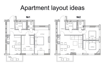 Apartment layout ideas, vector blueprint