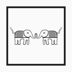 Two elephant animal logo template design 