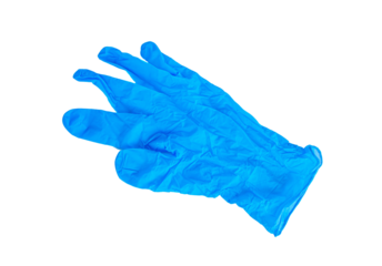 Blue surgical glove top view, png