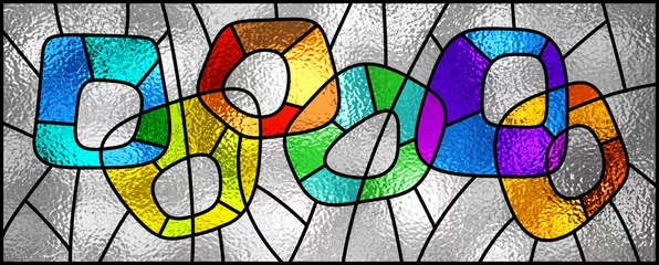 Papier Peint photo autocollant Coloré Stained glass window. Abstract colorful stained-glass background. Art Deco geometric decor for interior. Modern pattern. Luxury modern interior. Transparency. Multicolor template for design interior.