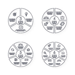 Outline circle infographic template for round diagram, graph, web design and chart. Business concept with 3, 4, 5, 6 steps, options or processes. Abstract background.