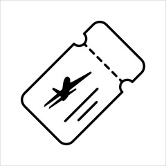 ticket plane icon. Travel symbol. Simple flat line art style. vector illustration on white background.