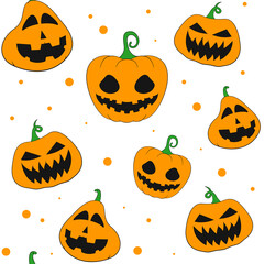 Seamless pattern with pumpkins. Happy Halloween. Consisting of collection pumpkin, accessory at Halloween. Rare pattern Halloween from seamless pumpkin.