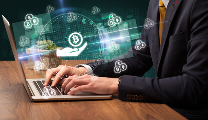 business hand working in stock market