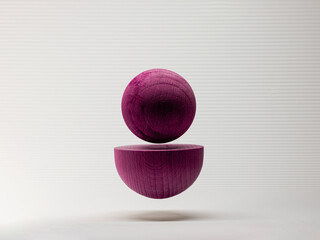 Conceptual purple wooden point and a half