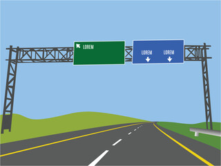 Toll road sign direction board illustration vector