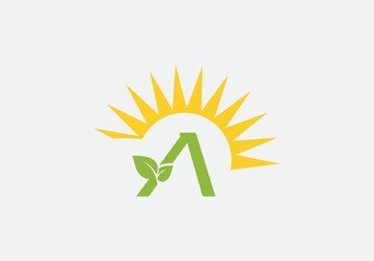 Eco solar energy logo design vector download