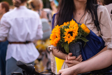 Berlin, Germany 24 august 2022: Peaceful march of Ukrainians through Berlin on Ukraine's...