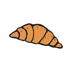 Baking croissant, hand-drawn lines, isolated on a white background. Vector illustration for printing