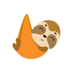 Cute little sleeping sloth. Cartoon animal character for kids t-shirt, nursery decoration, baby shower, greeting cards, invitations, house interior. Vector stock illustration