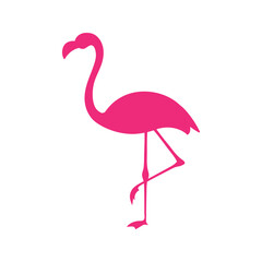 Naklejka premium Pink flamingo isolated on white. Pink flamingo cutout vector graphic. Flamingo SVG illustration.
