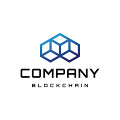 modern block chain technology logo design
