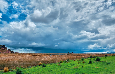 Shore of Lake Titicaca in Peru.