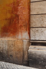  Orange Brown Weathered Wall Close Up in Rome, Italy