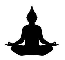 Seated Buddha meditating a white background